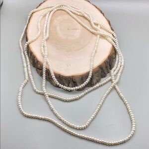 Genuine cultured freshwater button pearls necklace extra long 102 inch necklace